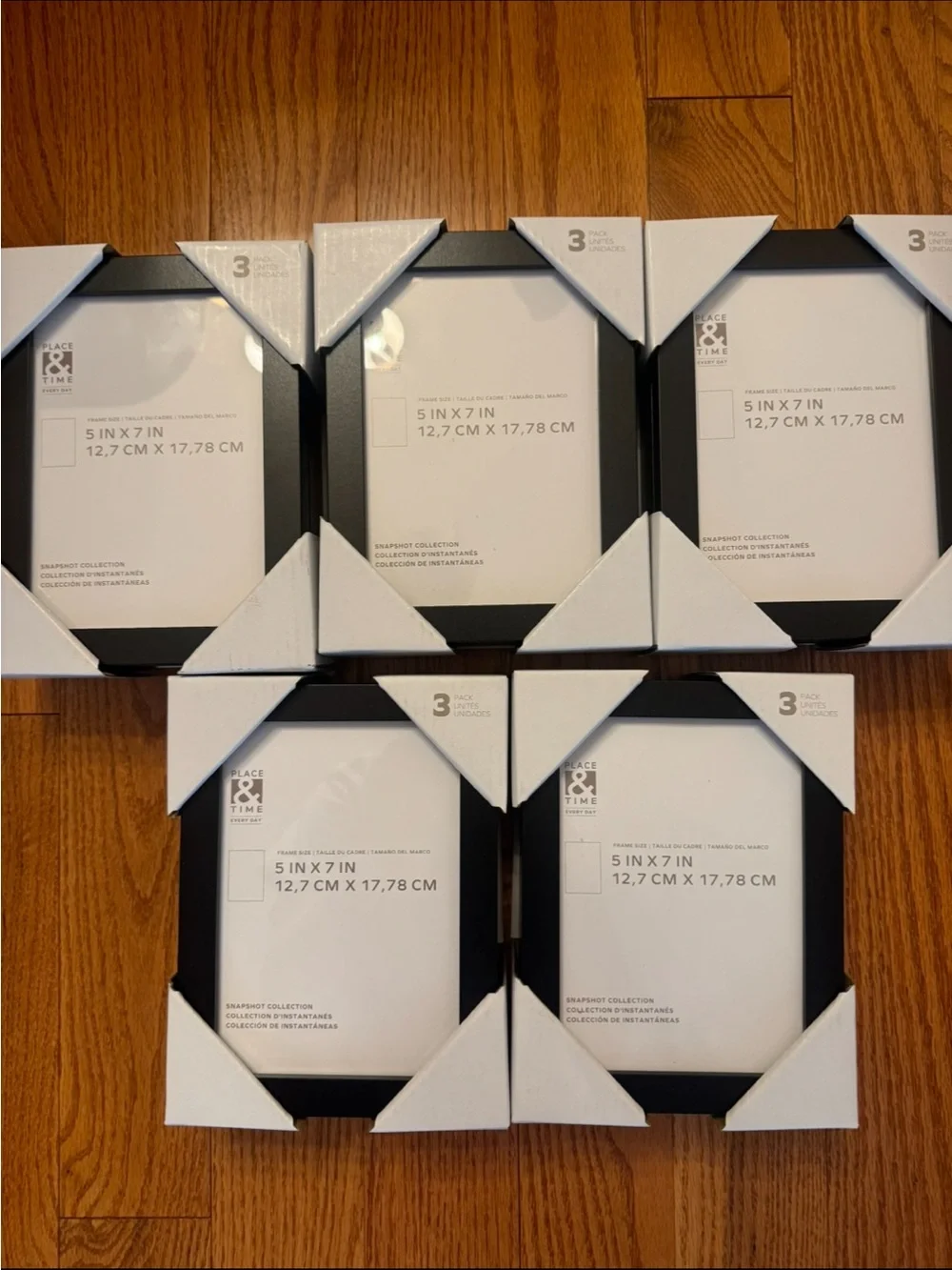 Set of 15 5x7 Black Wood Photo Frames - Packaged